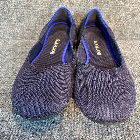 Rothys The Flat Maritime Blue Round Toe Ballet Flat Shoes Women\'s Size 8.5